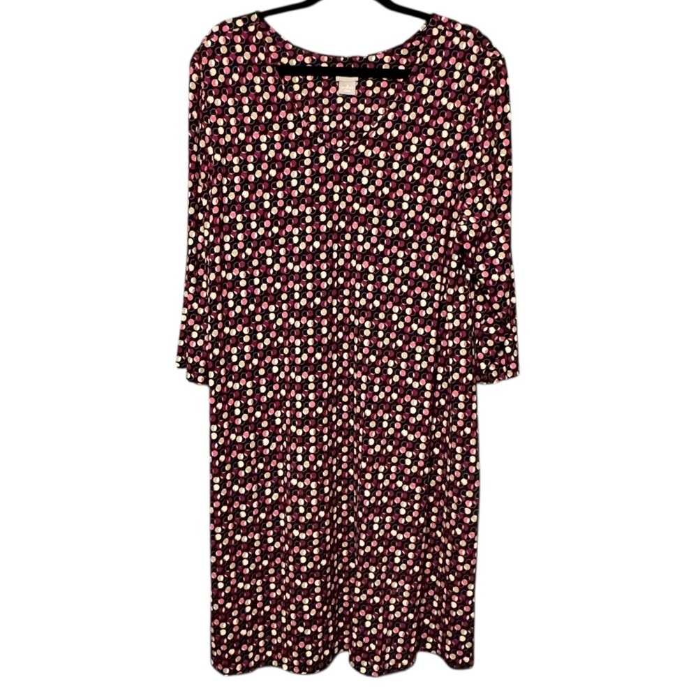 Chicos Polka Dot Multicolor 3/4 Sleeve Stretchy Pull One Dress